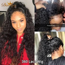 Dorisy Hair – perruque Lace Frontal Wig 360 naturelle, cheveux frisés bouclés Jerry, densité 150, 360