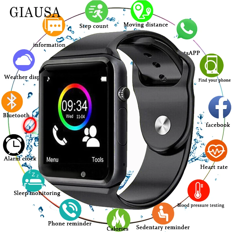 2019 Новые Bluetooth Смарт часы мужские спортивные наручные Поддержка 2G SIM TF камера