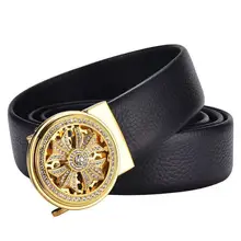 

Men's Leather Belt Automatic Rotatable Buckle Fashion Two-Layer Cowhide Belts Leisure Smooth Waistband For Man Jeans Accessories