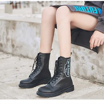 

Autumn/Winter Fanshion Platform Boots Women Casual Ankle Boots Genuine Leather Lace Up boots Ladies White boots Botas Zapatos De