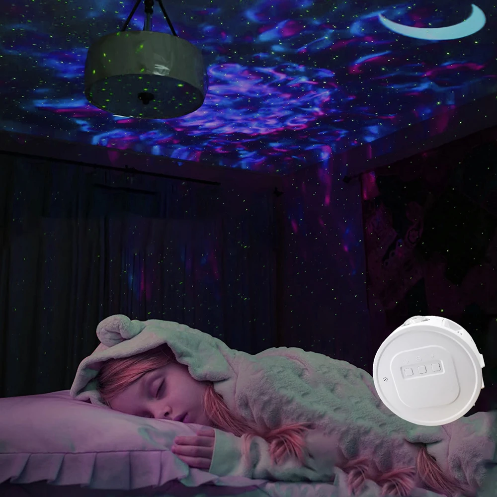 Starry Sky Projector Light LED Nebula Cloud Night Light 6Colors Ocean Waving Light Rotation Projection Lamp for Kids Gifts 5