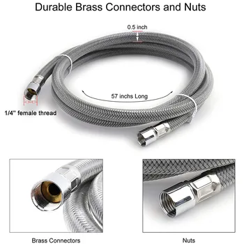 

Lead Free Kitchen Bathroom Accessory Universal Fittings Pipe Hose Easy Install Faucet Replacement Tube Set Quick Connector Home