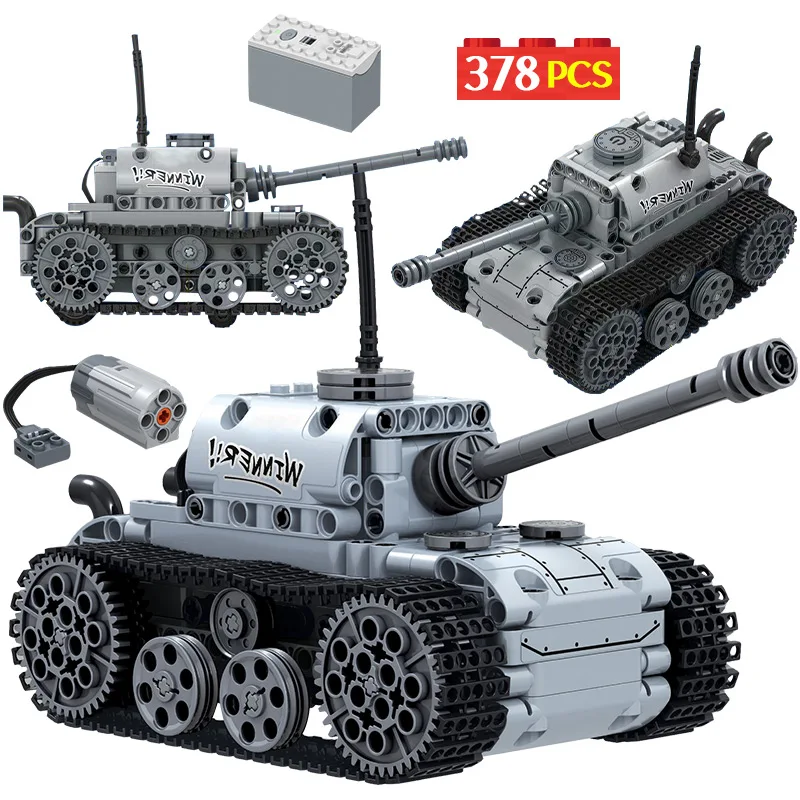 

City Military Electric Motor Tank Building Blocks Technic Tank Track Army Soldier Figure Bricks Education Toys For Boys