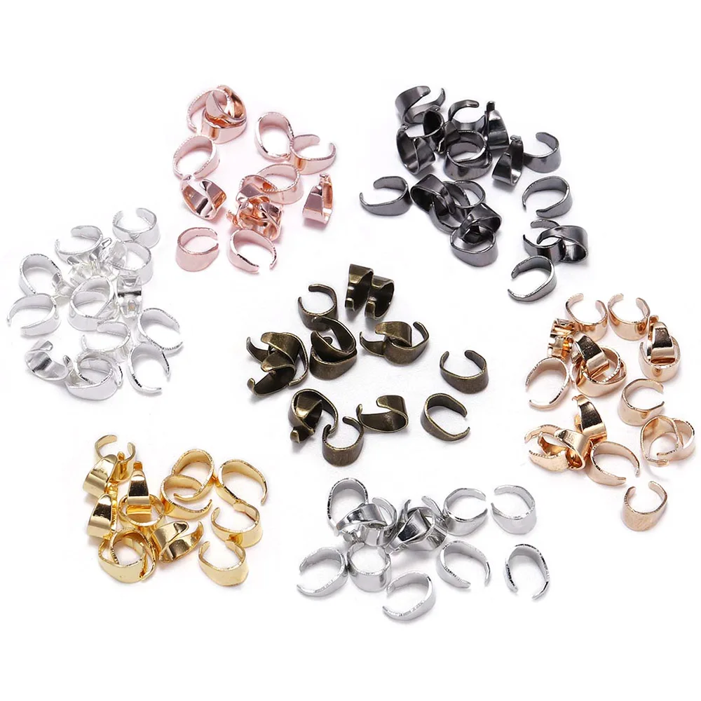 100pcs 4 5 6mm Metal Rope Fastener Crimp Fold Over Cord End Cap leather