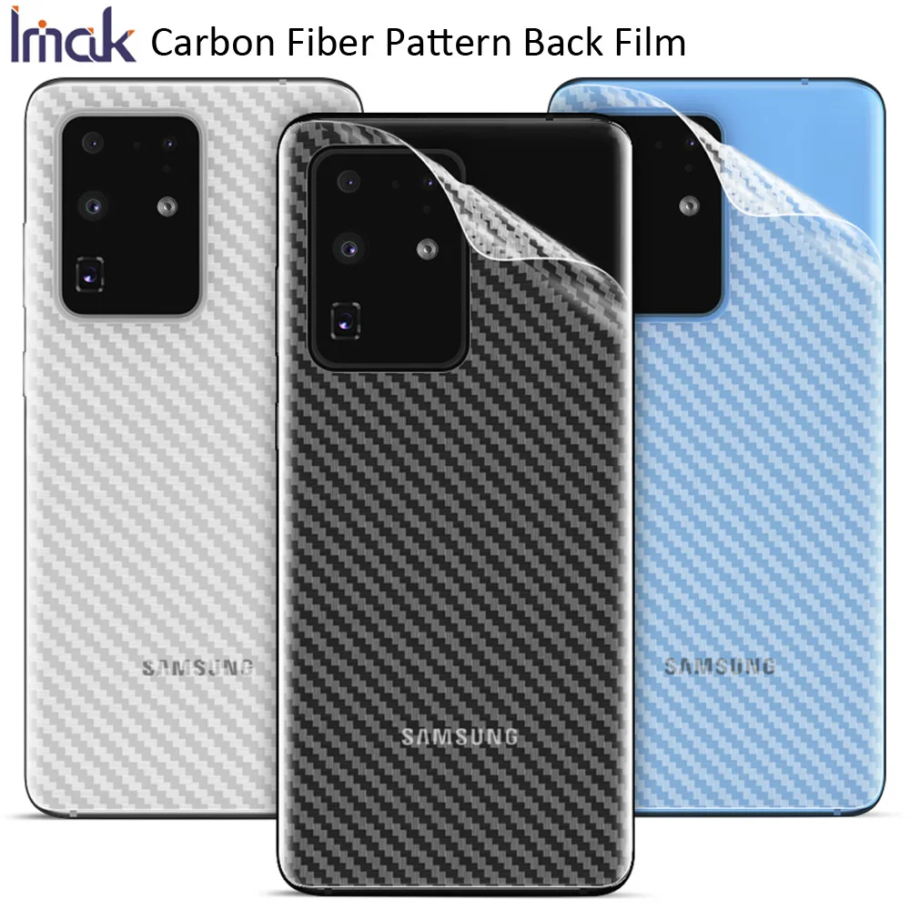 IMAK Carbon Fiber fibre Pattern Back Film For Samsung Galaxy S20 Ultra Plus Rear Sticker Protective | Мобильные телефоны и