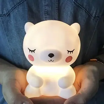 

Bear Led Night Light Lamp For Baby Children Kids Room Animal Cartoon Bedside Bedroom Living Room Decorative Lighting Moon Lamp