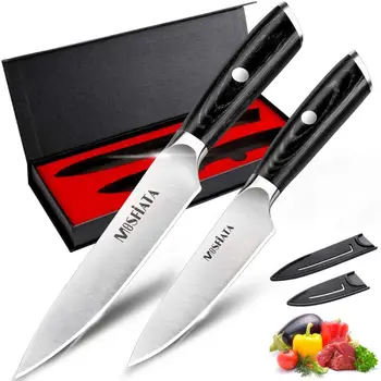 

MOSFiATA 5" Professional Chef's Knife and 3.5" Fruit Knife set German High Carbon Stainless Steel 4116 Kitchen Knife