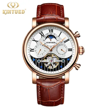 

2020 New Fashion Popular Automatic Sun Moon Star and Sun Fashion Leather Men's Hollow Mechanical Wrist Watch Spot Mens Fashion