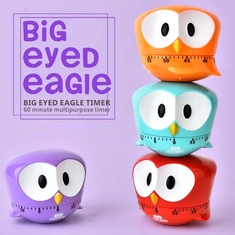 Cute Owl Kitchen Timers Practical Cooking Baking Bell Clock Creative Big Eye Eagle Shaped Desktop Decoration Kids Timer Digital | Дом и сад