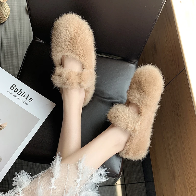 

Shoes Woman 2019 All-Match Casual Female Sneakers Women Loafers Fur Round Toe Soft Women's Moccasins Modis Slip-on Flats New