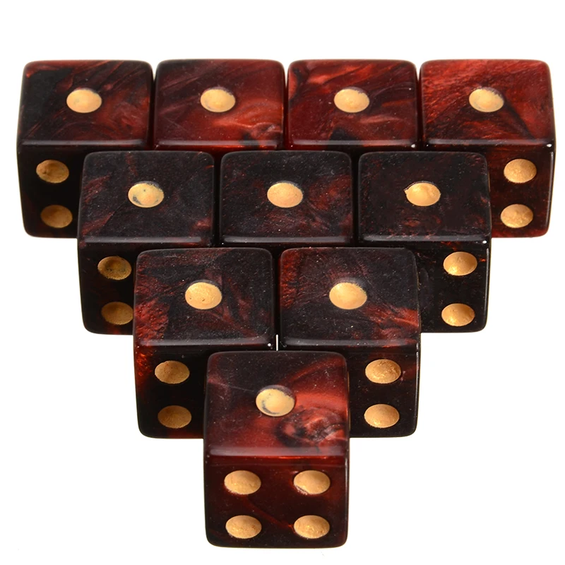 Hot Sale 10pcs 6 Sided Dice 16mm Colorful Dice Round Corner Pearl Gem Dices Set Playing Table Games Entertainment Dice