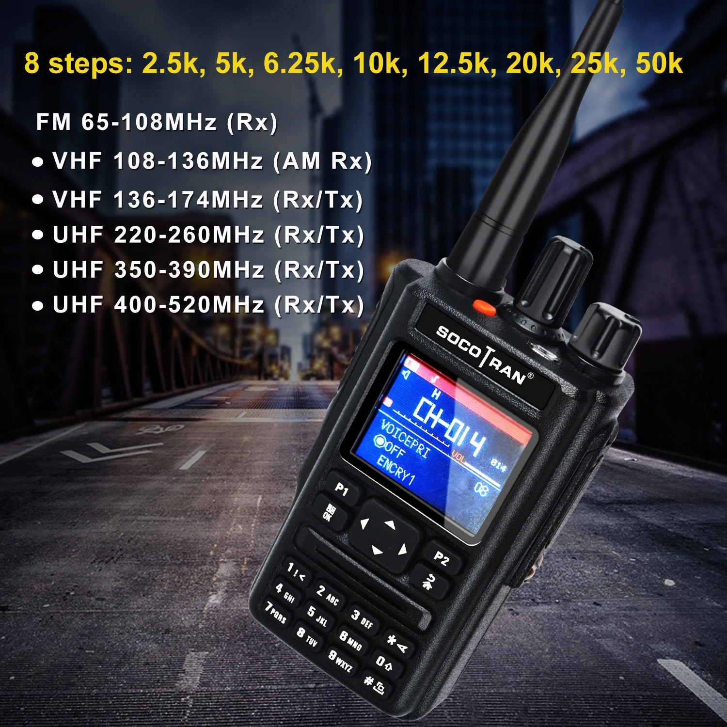 Socotran Uv Full Band Walkie Talkie Outdoor Handheld Radio Gps