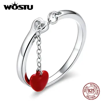 

WOSTU 100% Real Sterling Silver Reddish Heartbeats Rings For Women Hot Fashion 2020 New Design Ring Jewelry Making BKR627