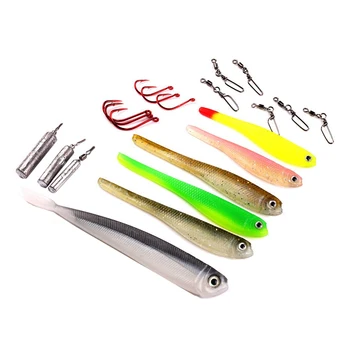 

Mizugiwa 21 Inc Drop Shot Rig Fishing Kit Soft Shad Minnow Lure Weight Snap Swivels Hook Bass Perch Walley Fishing Leurre Souple
