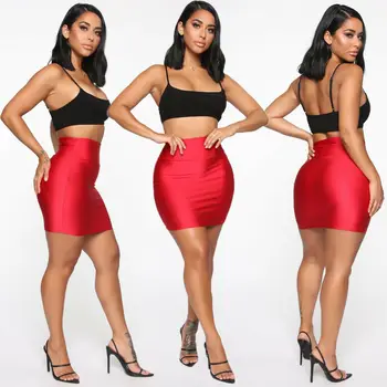 

Women Sexy PU Faux Leather Bodycon Pencil Stretch High Waist Mini Short Skirt Lady Sexy Mini Skirts Clubwears
