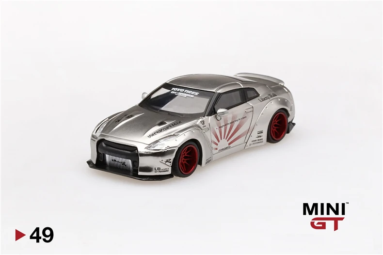 Мини GT 1: 64 LB работает Nissan GTR R35 тип 1 атласная Серебряная литая модель автомобиля