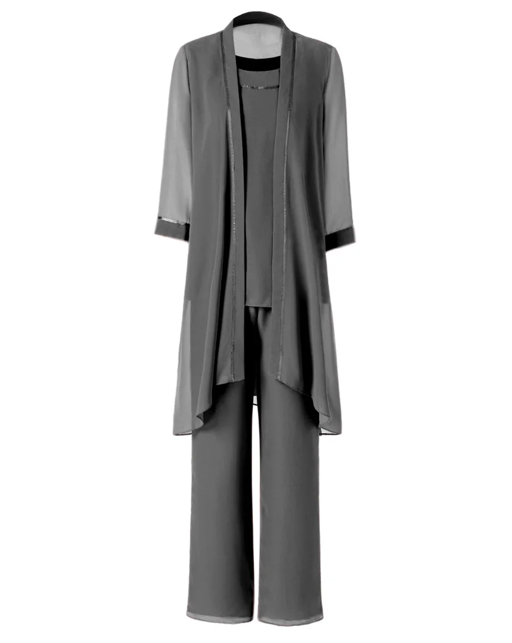 SOLOVEDRESS темно-бордовый 3/4 рукав наряд куртка 3 шт. Модные женские шифоновые Элегантные платья для матери невесты брючные костюмы SL-M09