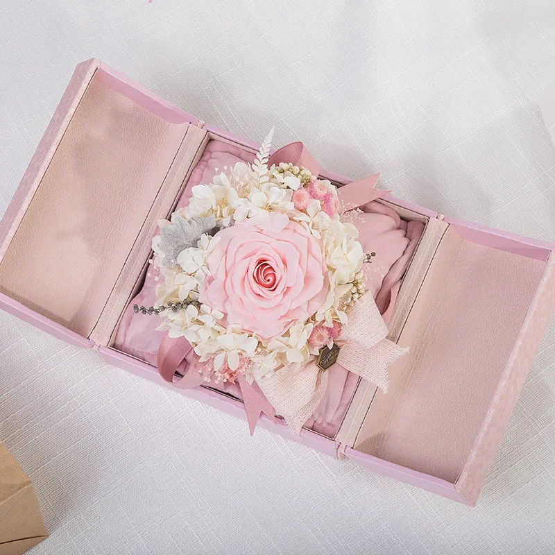 

Kaser Lattice New Style Wedding with Hand Gift Box Simple Flower Double Open Jewlery Box Birthday Gift Box Large Size