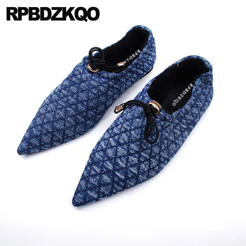 Women Chinese Black Flats Blue Pointed Toe Designer Shoes China Casual