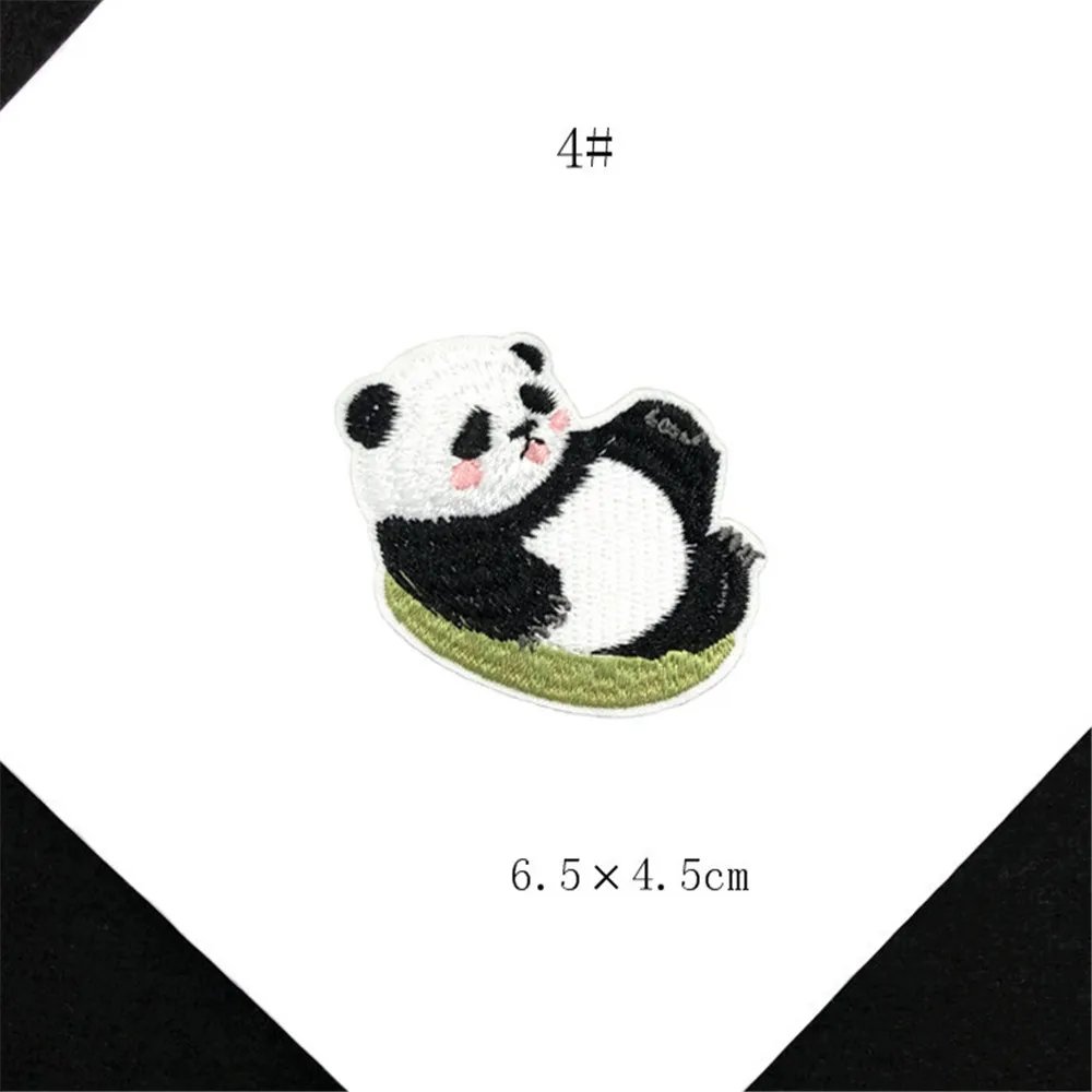 Maxsin 10 개/몫 자수 동물 스티커 아이언 청바지 의류 귀여운 작은 팬더 패치 의류 Applique DIY 액세서리