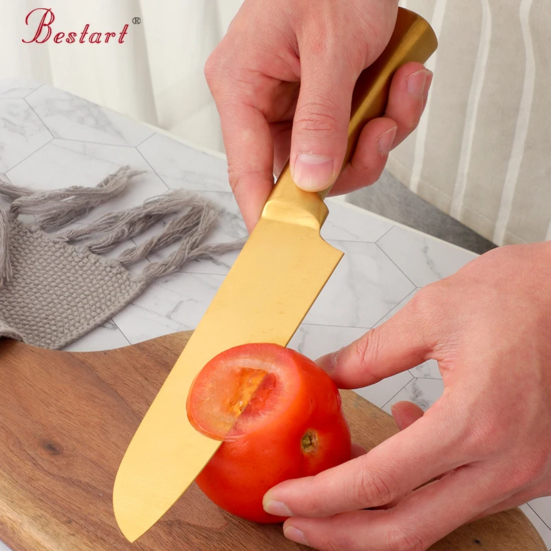 Kitchen Knife Stainless Steel Kitchen Knife Gold Colorful Boning Knife Home Gadgets Meat Vegetables Slicing BBQ Knives Kitchenware