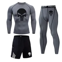 winter Top quality thermal underwear men underwear sets Sweatshirt sweat quick drying Skull compression underwear men clothing 1