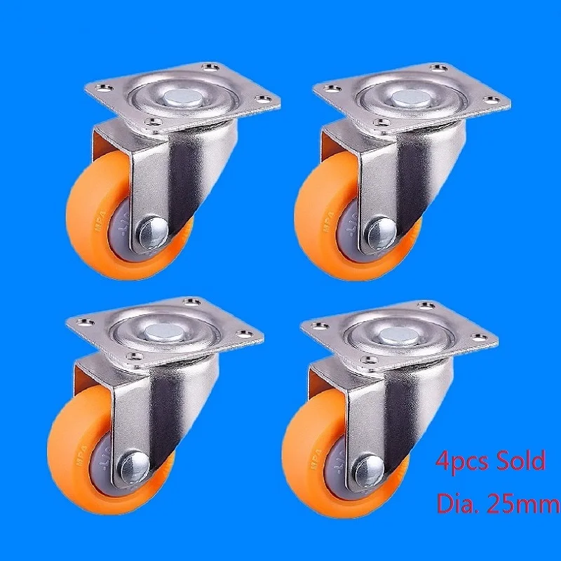 4x 25mm Heavy Duty Swivel Casters Wheel Trolley Furniture Caster Nylon 13kg