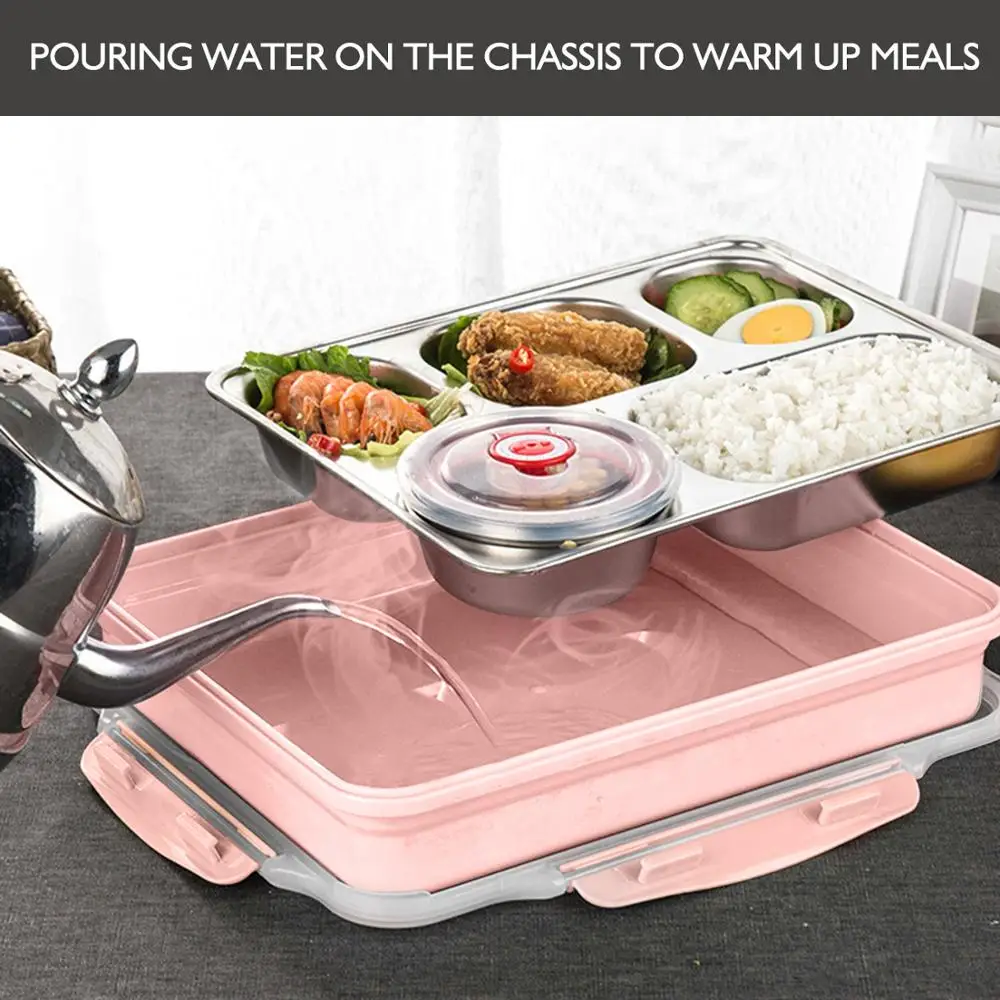 

Breakfast Boxes Japanese Style Portable 304 Stainless Steel Lunch Box with Compartments with tableware Food Container Bento Box