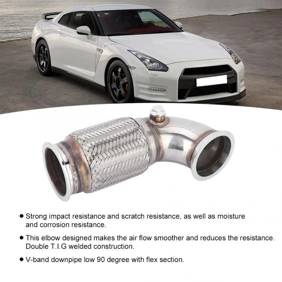 3in 90 градусов сталь V полоса Нисходящая труба низкая с W/Flex Bellow O2 заглушки