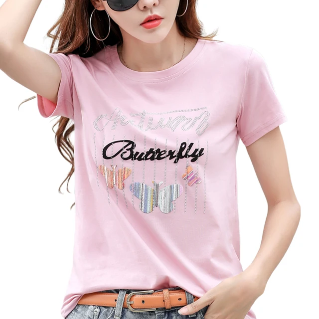 Butterfly Appliques Cotton T-Shirts 1