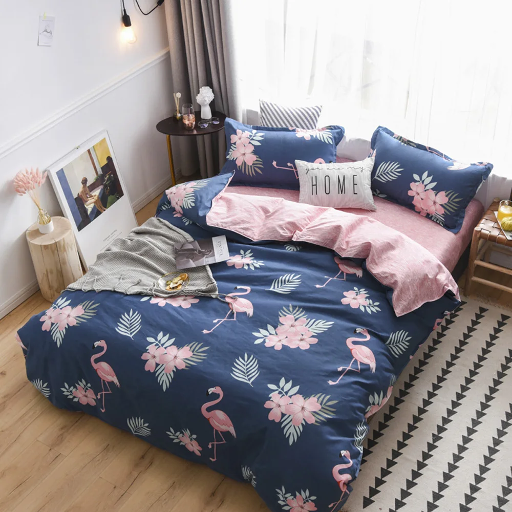 

Flamingo modern printed bed linens set duvet / quilt cover sets double queen single sizes bedding set polyester bed cover set