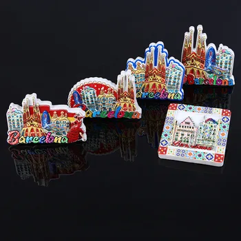 

Spain Barcelona Travel Souvenir Decoration Magnetic Sticker for Home Kitchen Decor Resin Fridge Magnets Gift Ideas for Friend