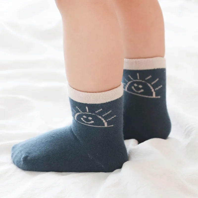 5 пар, Модные Плотные хлопковые детские носки для мальчиков и девочек, осенне-зимние детские носки теплые носки с милым принтом лисы для От 0 до 12 лет