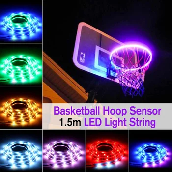 

1.5M Sensor Activated 7 Flash Mode Hoop Light LED Lit Basketball Rim Attachment Help Shoot Hoop At Night Lamp Battery Operated