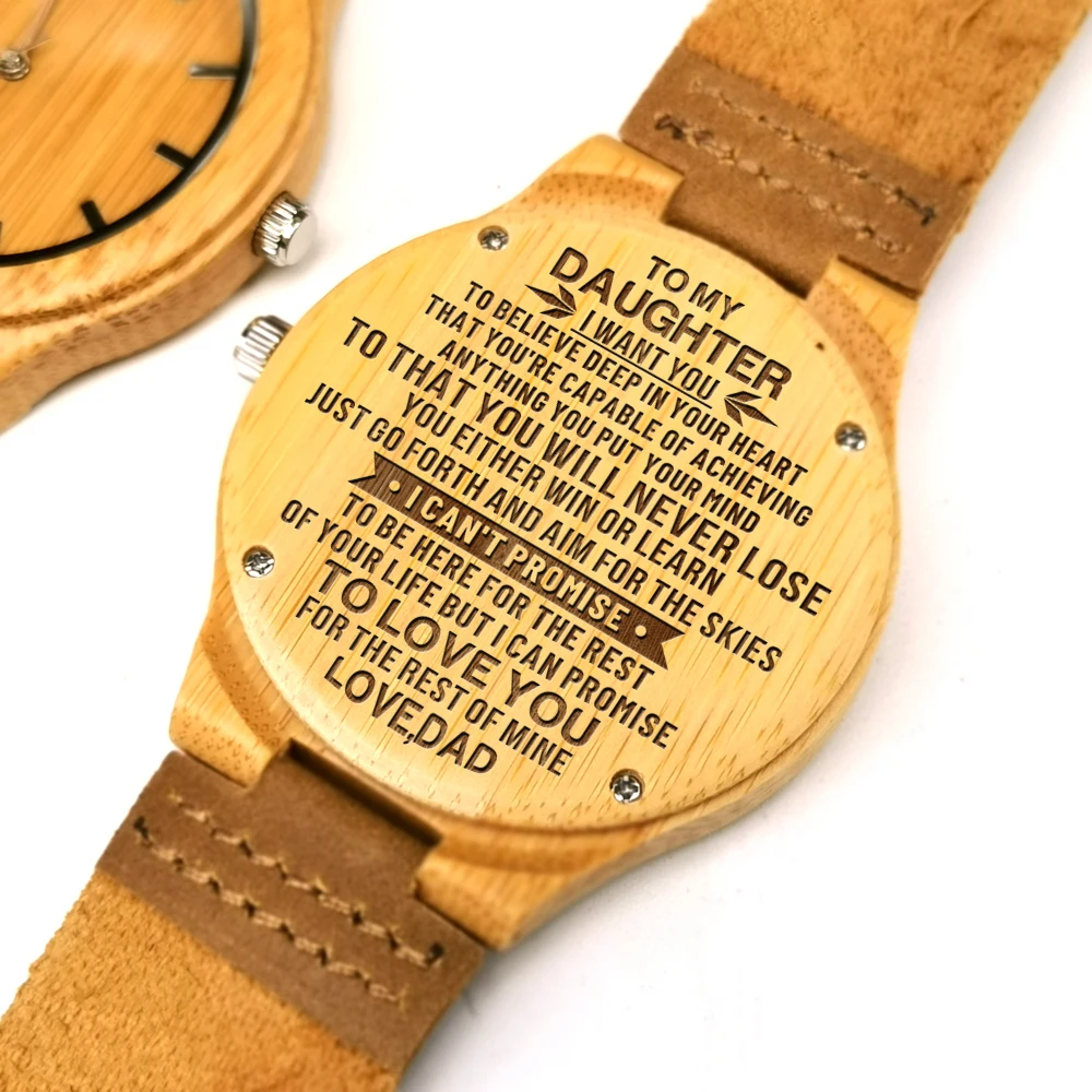 

Dad To My Daughter-Engraved Wooden Watch Birthday graduation gift Engraved
