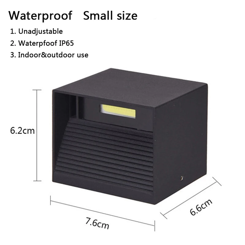 IP65 светодиодный водонепроницаемый настенный светильник 12 Вт для помещений и улицы, регулируемый настенный светильник для двора, крыльца, коридора, спальни, настенный светильник - Цвет абажура: IP65 Small black