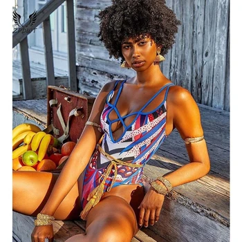 Ovoro African One Piece High Cut Swimsuit