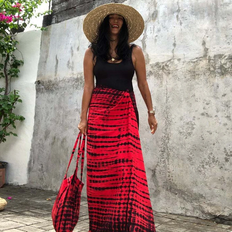 

Летний Пляжный комплект из двух предметов с юбкой, тканевая сумка и накидка в стиле бохо из искусственного шёлка с принтом тай-дай, бикини, саронг, остров, лето 2021