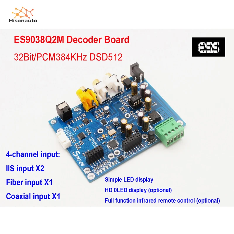 ES9038 ЦАП DSD декодер плата поддержка IIS DOP 384 кГц DSD512 CSR8675 Bluetooth 5,0 - Цвет: ES9038Q2M