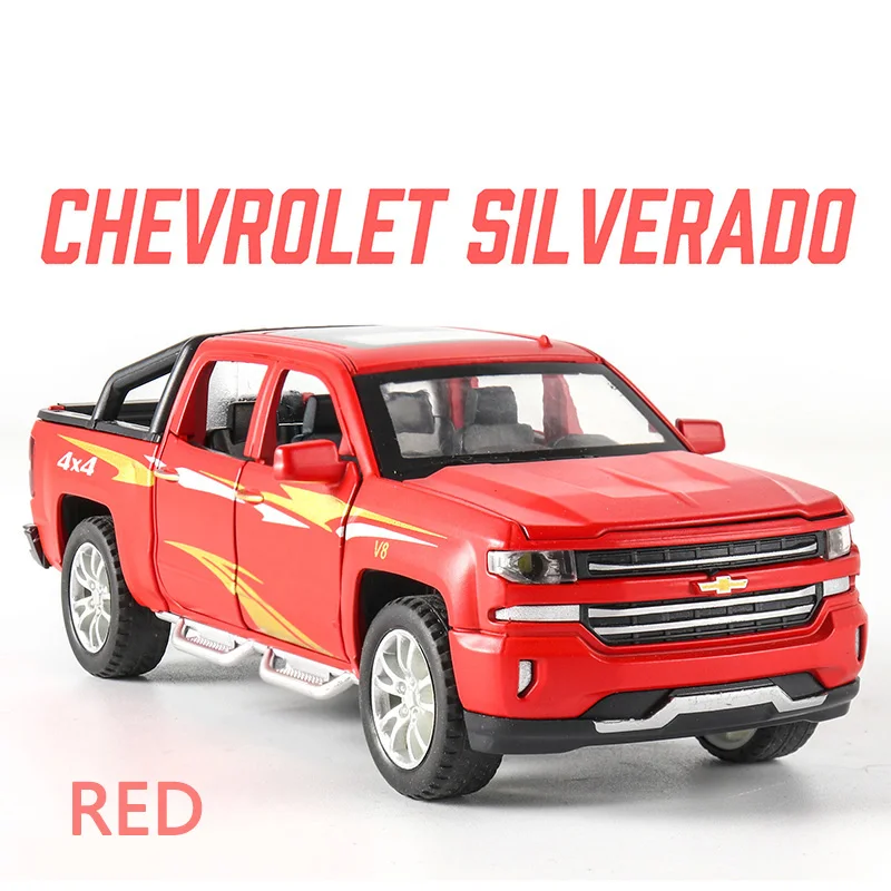 Литой автомобиль Chevrolet Solander Truck 1:32 модель моделирования автомобилей из металлического сплава вытяните назад игрушки коллекция подарки для детей - Цвет: Красный