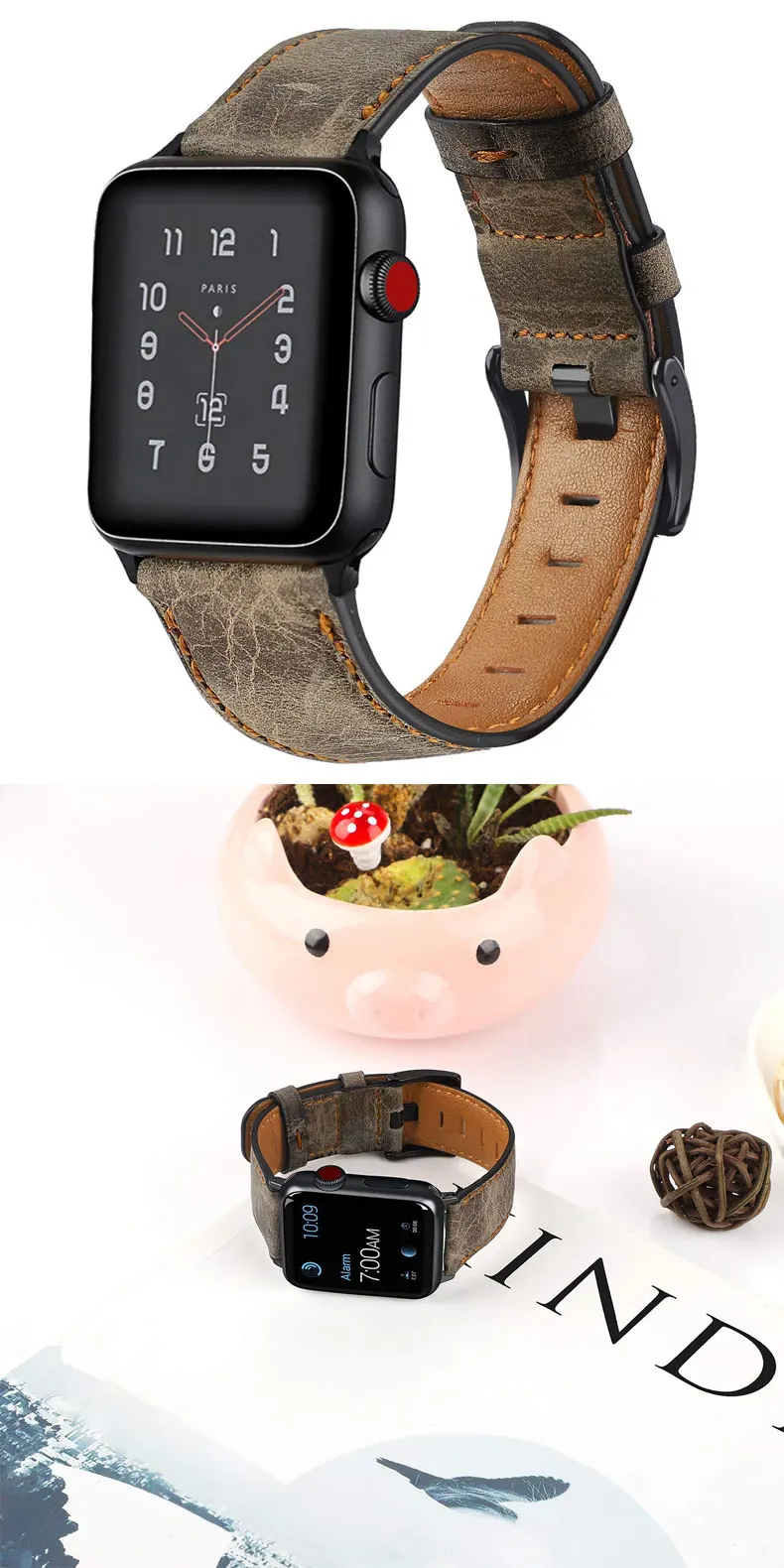 Ремешок для apple watch 5 4 apple watch, ремешок 42 мм, 38 мм, Версия 44 мм 40 мм ремень наручных часов iwatch серии 5/4/3/2/1 из натуральной кожи в стиле ретро браслет