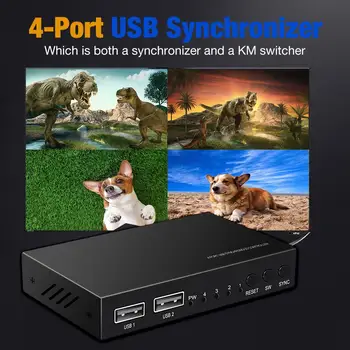 

KVM Switch 4 Port USB Sharing Box 4 Port Peripheral Switcher Multifunctional KM Switcher for USB Keyboard and Mouse Sharing