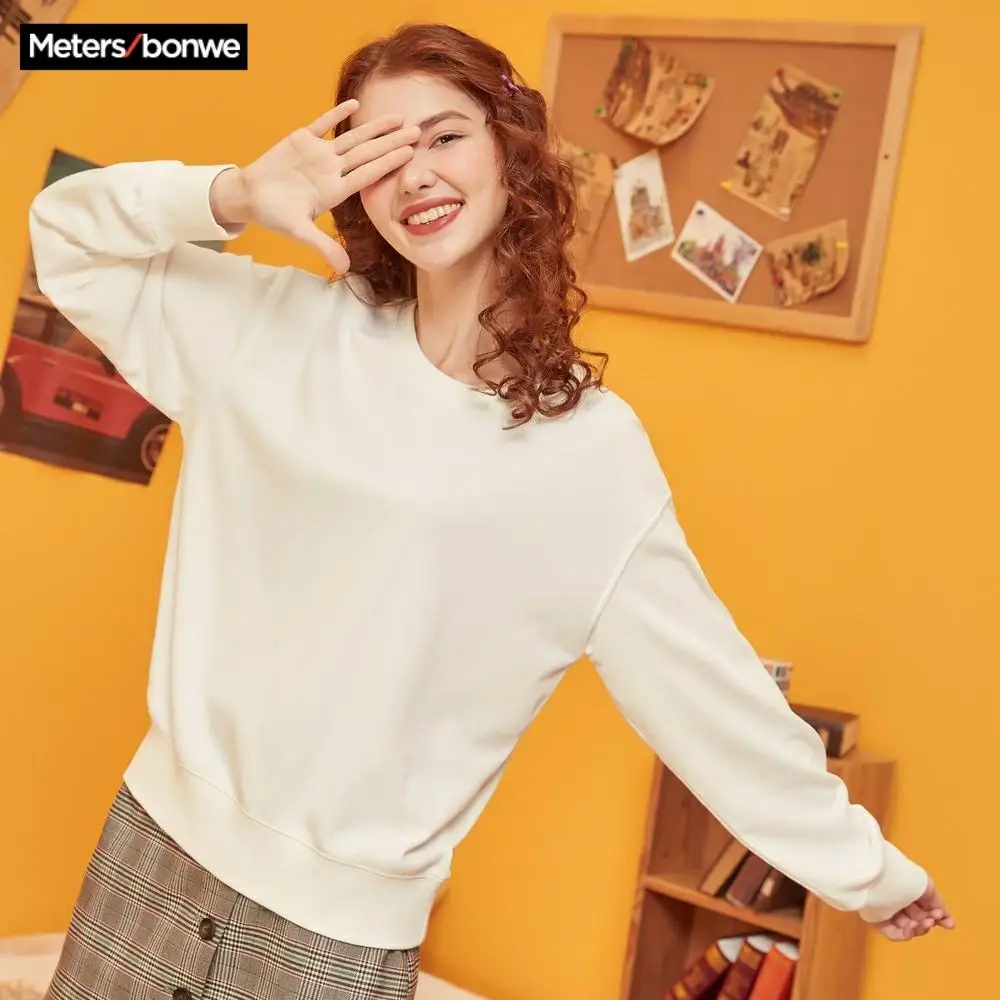 Metersbonwe базовые толстовки для женщин уличная Женская Осенняя однотонная