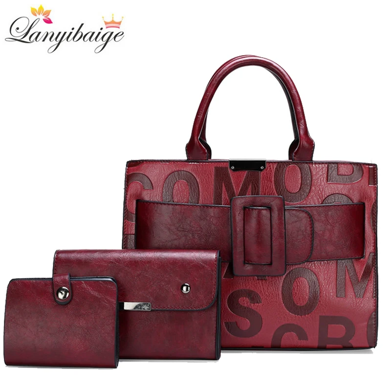 Tanie 3-sztuka zestaw torebka damska luksusowa marka Pu skórzane torebki moda torby na sklep