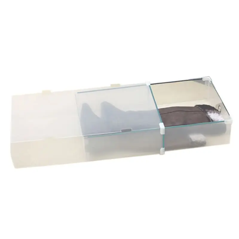 Пластиковый складной ящик для облегающих сапог(52 см) ясный Штабелируемый домашний многофункциональный контейнер для хранения - Цвет: W