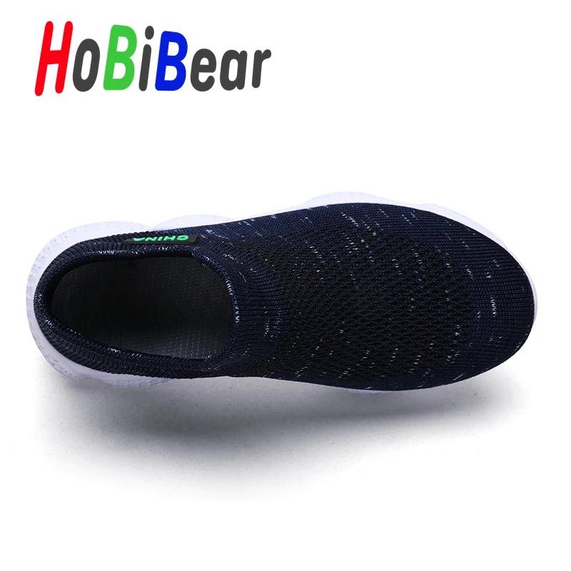 HOBIBEAR/брендовые Детские кроссовки; Новые повседневные кроссовки для девочек; однотонные детские носки; мягкая дышащая Спортивная обувь для мальчиков