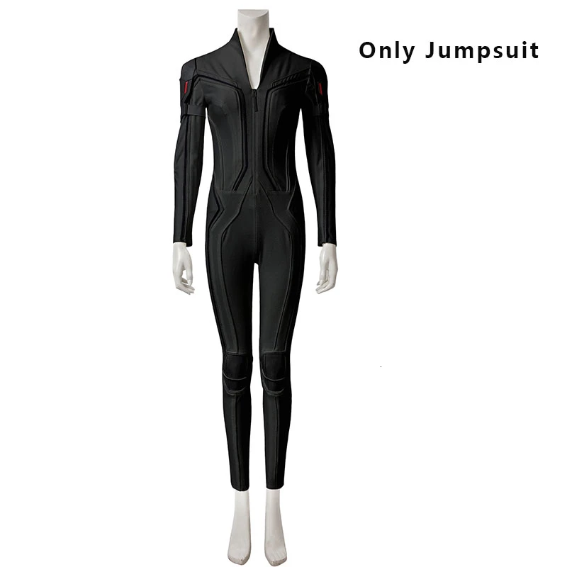 Only jumpsuit Мстители Endgame черный костюм вдовы Наташа Романова Косплей взрослых костюмы на Хэллоуин для женщин комбинезон кобура сапоги на заказ - Цвет: Only jumpsuit