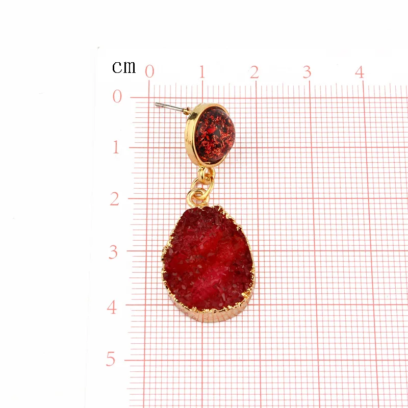 Bijoux Korean Vintage Red Druzy Resin Earrings Drop Earrings For Women Jewelry Statement Gifts For Women Accessories Brinco (8)