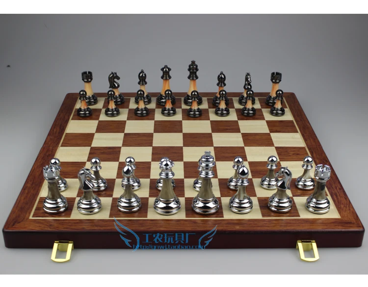 soarflight Conjunto de xadrez dobrável feito à mão, tabuleiro de xadrez  profissional com peças de xadrez de metal, adequado para adultos e crianças