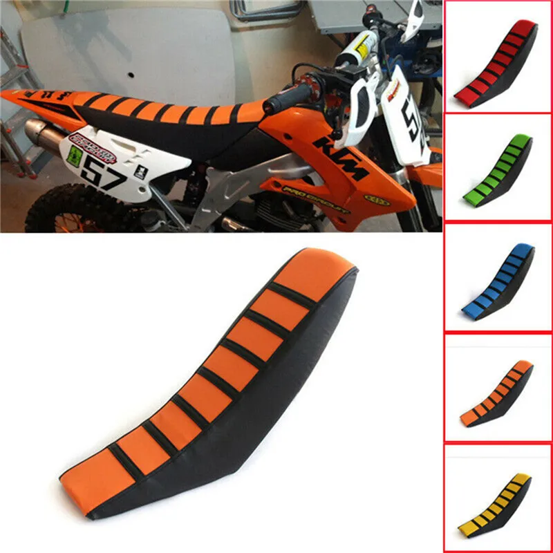 

Cross-country Motorcycle Seat Cover PUC Imitation Leather Motorcycle Striped Cushion Motocross Seat Leather Protection Cover